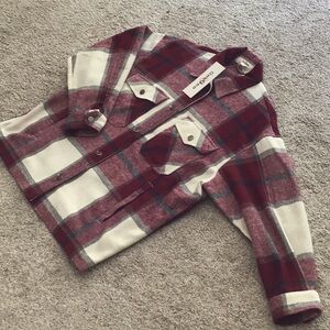 FLANNEL PLAID JACKET WITH POCKETS - SMALL NWT